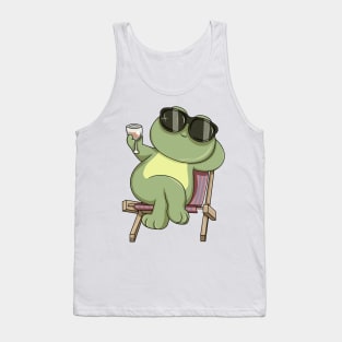 Frog with Sunglasses and Drink Tank Top